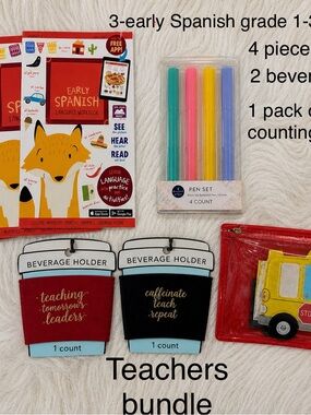 Teachers Bundle with Early Spanish Workbooks,pens,beverage holders and more